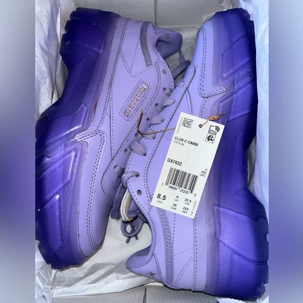 Reebok limited edition Cardi B sneakers Lavender with Purple